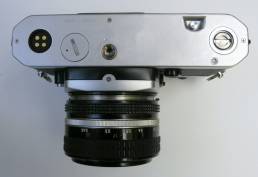 Nikon FE2 35mm film photography camera, bottom plate.